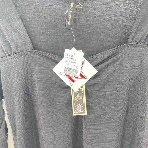 Susan Lawrence NEW long sleeve black stretch top blouse shirt - Picture 4 of 11